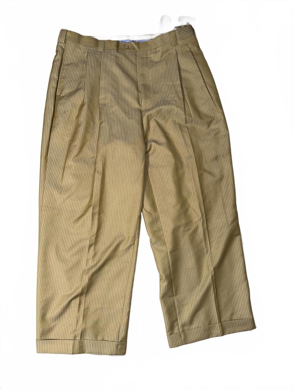 E.J. Samuel Men's Dress Pants Beige with White Stripes
